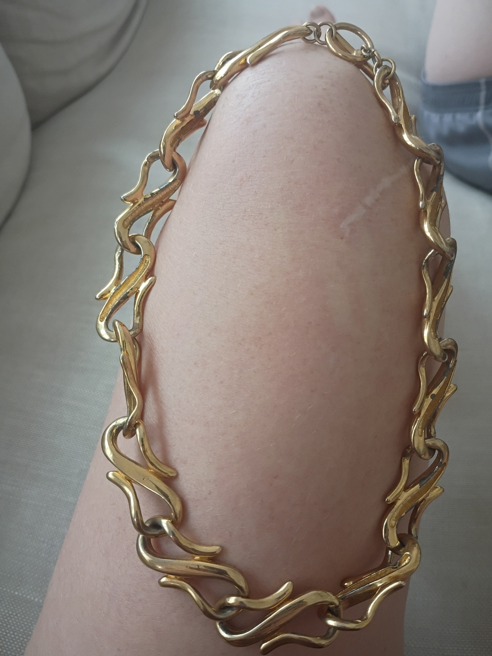 Y2K Gold Wavy Link Necklace